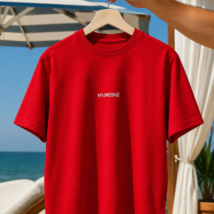 HYJNESHË – T-Shirt i Kuq me Qëndisje