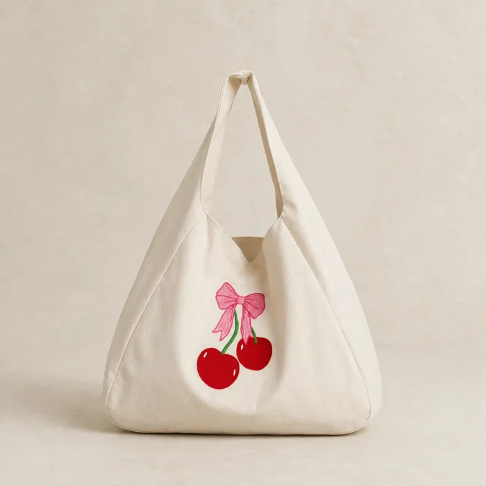 Cherry Bow Tote Bag – Çantë Tote me Qershi dhe Fjongo